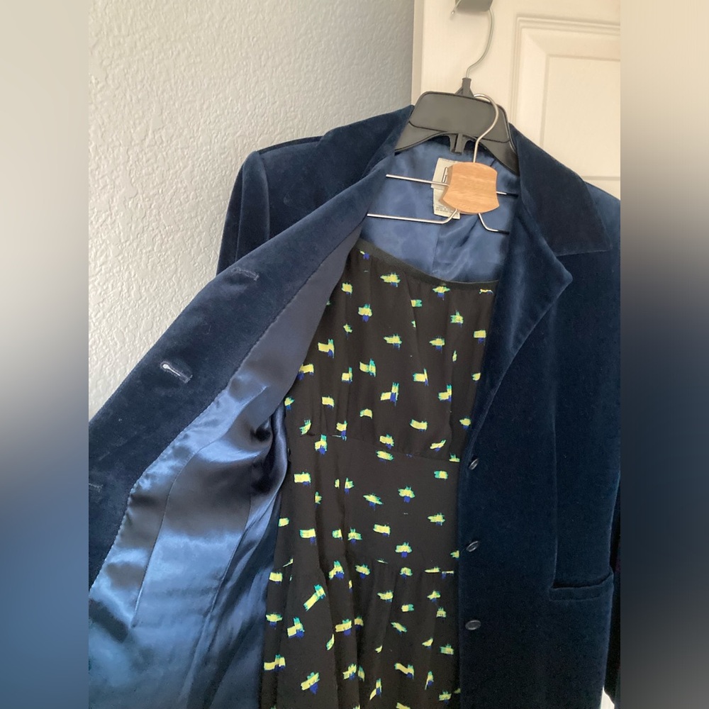 🫐VINTAGE 1990s🫐 GAP Blue Velvet Blazer/Suit Jacket; EUC - Picture 17 of 17